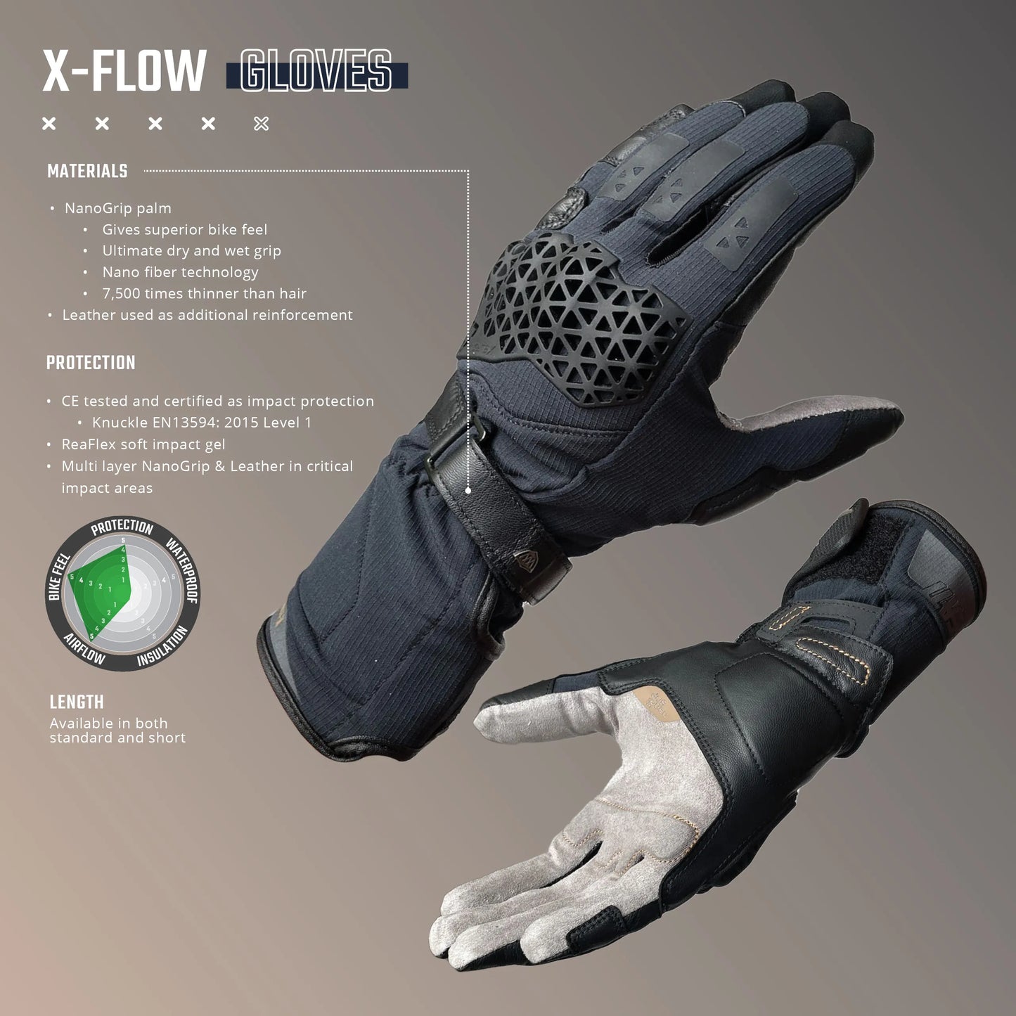 ADV 7.5 X-FLOW SHORT GLOVE - STEALTH