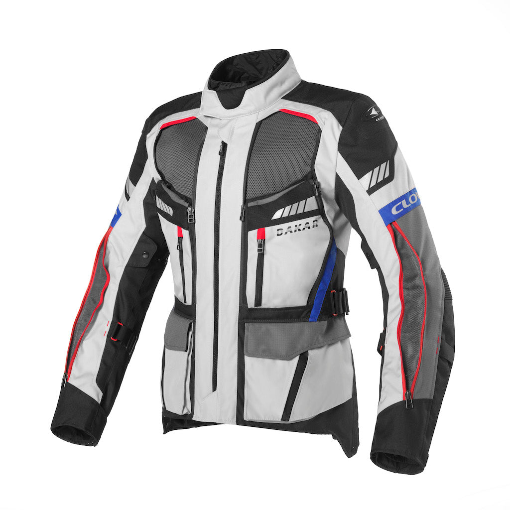 Dakar-2 Vented Adventure Jacket - Grey-Blue-Red